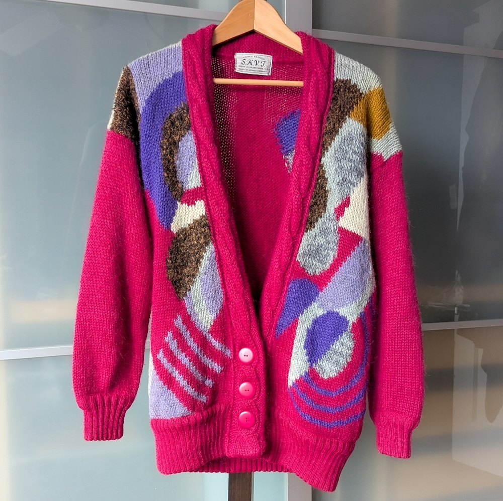 📼✴️SALE✴️Vintage 1980s SKVJ Ladies Cardigan Sweater - size Large